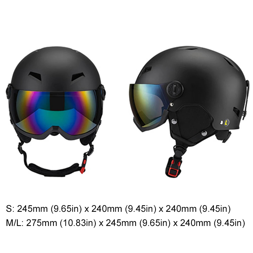 Ski Helmet with Ski Glasses Integrally Molded