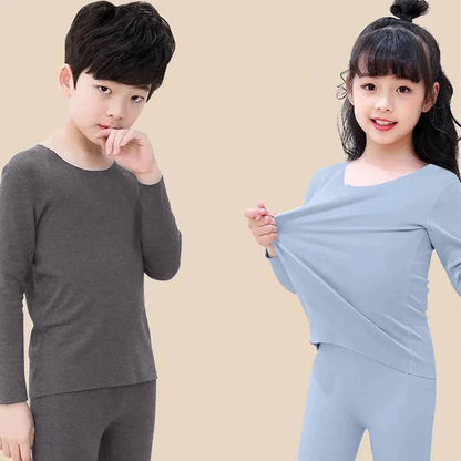 Children's Velvet Non-trace Thermal Underwear Set Boys Girls