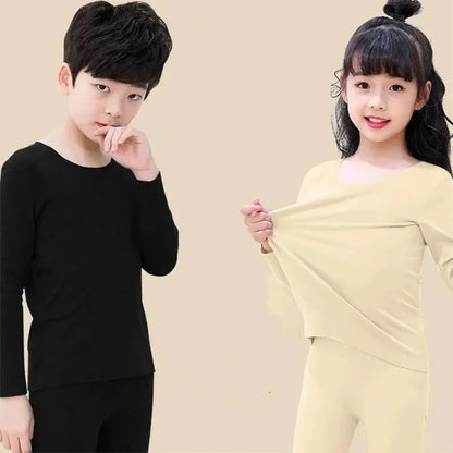 Children's Velvet Non-trace Thermal Underwear Set Boys Girls